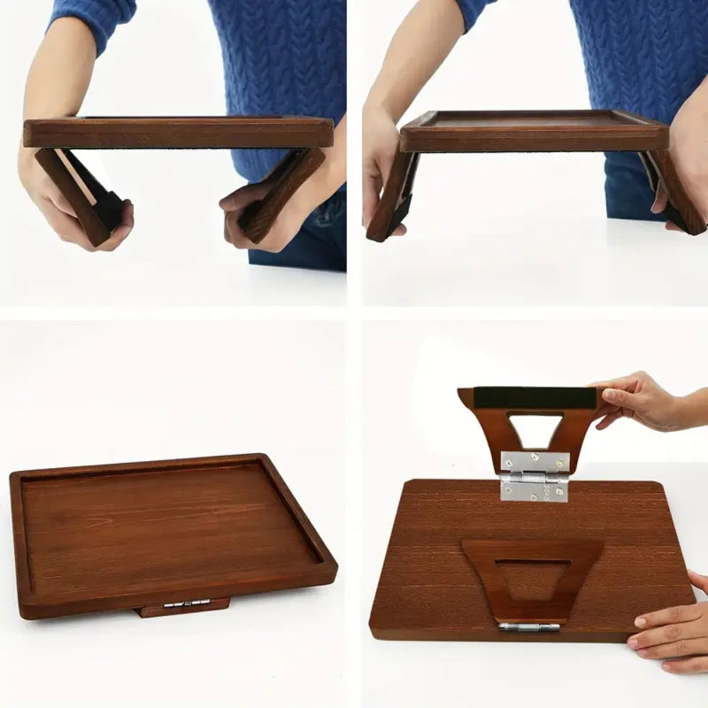 Bamboo Sofa Arm Tray with Adjustable Clip – Couch Side Table for Drinks, Snacks & Remote – No Assembly Armrest Caddy Organizer