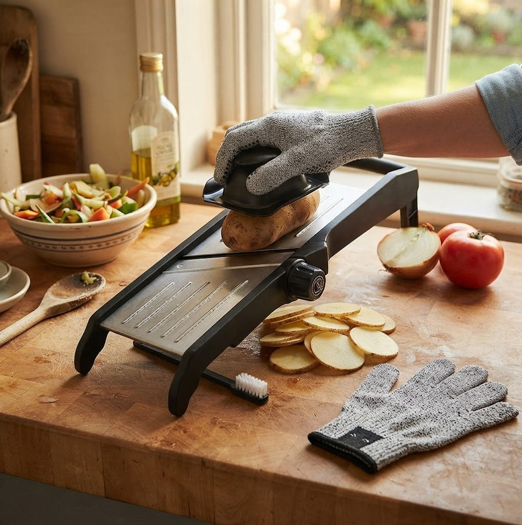 Mandoline Slicer, Adjustable Mandoline Slicer with Cut Resistant Gloves, Vegetable Slicer, Kitchen Gadget for Food Prep