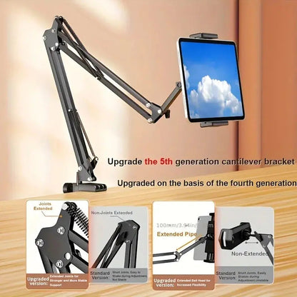 Ortekor Adjustable Tablet Holder with Rotatable Arm & Sturdy Metal Base for Hands-Free Viewing