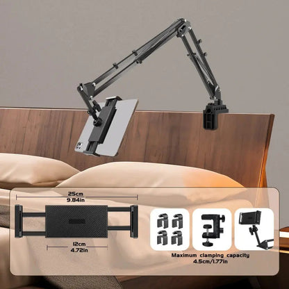 Ortekor Adjustable Tablet Holder with Rotatable Arm & Sturdy Metal Base for Hands-Free Viewing