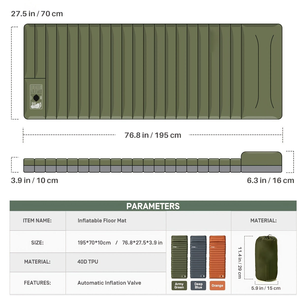 Adventure Ready | Inflatable Camping Mattress with Built-in Foot Pump | Waterproof & Portable for Outdoor Comfort
