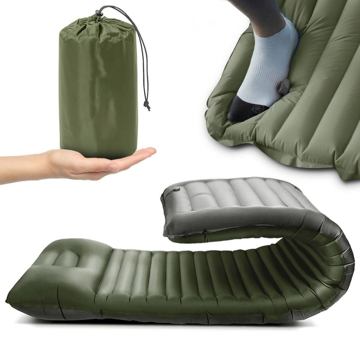 Adventure Ready | Inflatable Camping Mattress with Built-in Foot Pump | Waterproof & Portable for Outdoor Comfort
