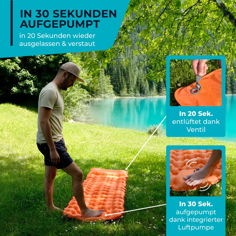 Adventure Ready | Ultralight Sleeping Mat with Integrated Pump | Compact Design for Effortless Setup