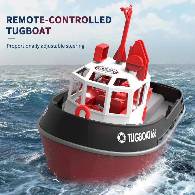 Remote Control Tugboat with Dual Motors – 164 ft Range Water RC Boat for Outdoor Pool & Lake Action