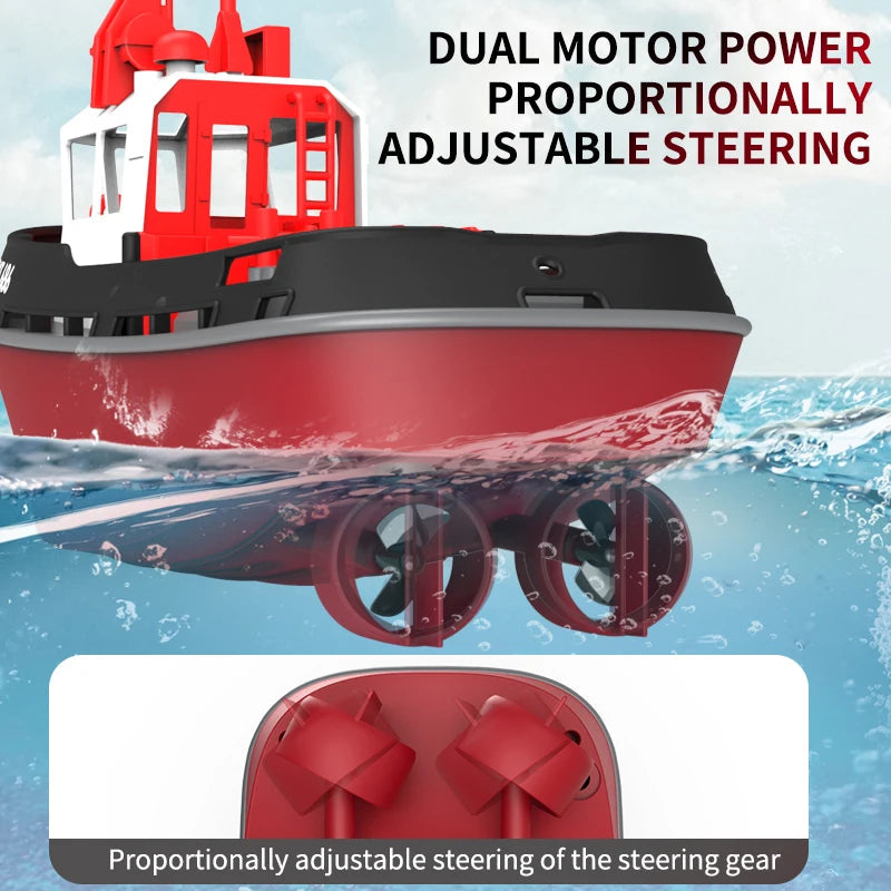 Remote Control Tugboat for Kids & Adults with Twin Motors, 164 ft Range, 5 mph Speed for Pool, Lake & Pond Racing