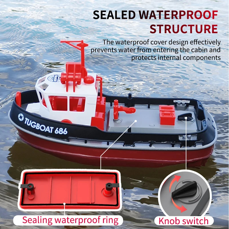 Adventure Tugboat | RC Boat with Dual Motors & Long-Range Control | Durable Design for Thrilling Water Play