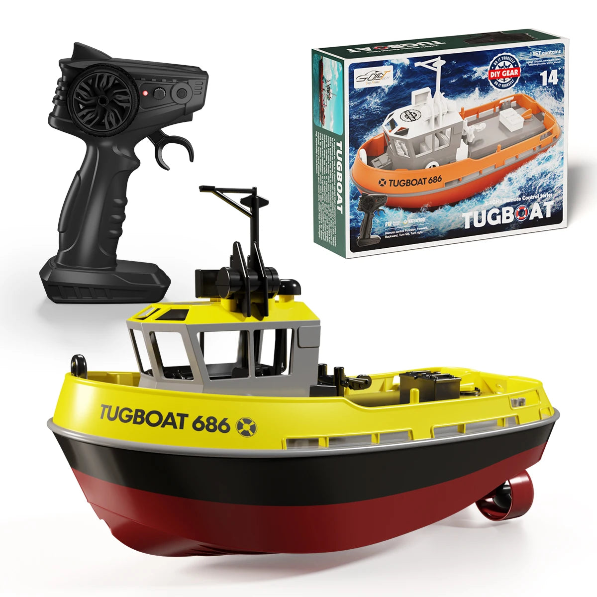 Adventure Tugboat | RC Boat with Dual Motors & Long-Range Control | Durable Design for Thrilling Water Play