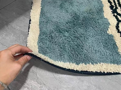 Non-Slip Bathroom Rug 20x32 Inch Multicolor Abstract Polyester Acrylic Shower Mat for Bath Tub Toilet Area Machine Washable Floor Covering M