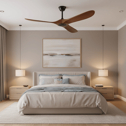 DC Motor Ceiling Fan with Wooden Blades 42 or 52 Inch Diameter Remote Control Indoor Air Circulation for Bedrooms Living Rooms Offices Low N