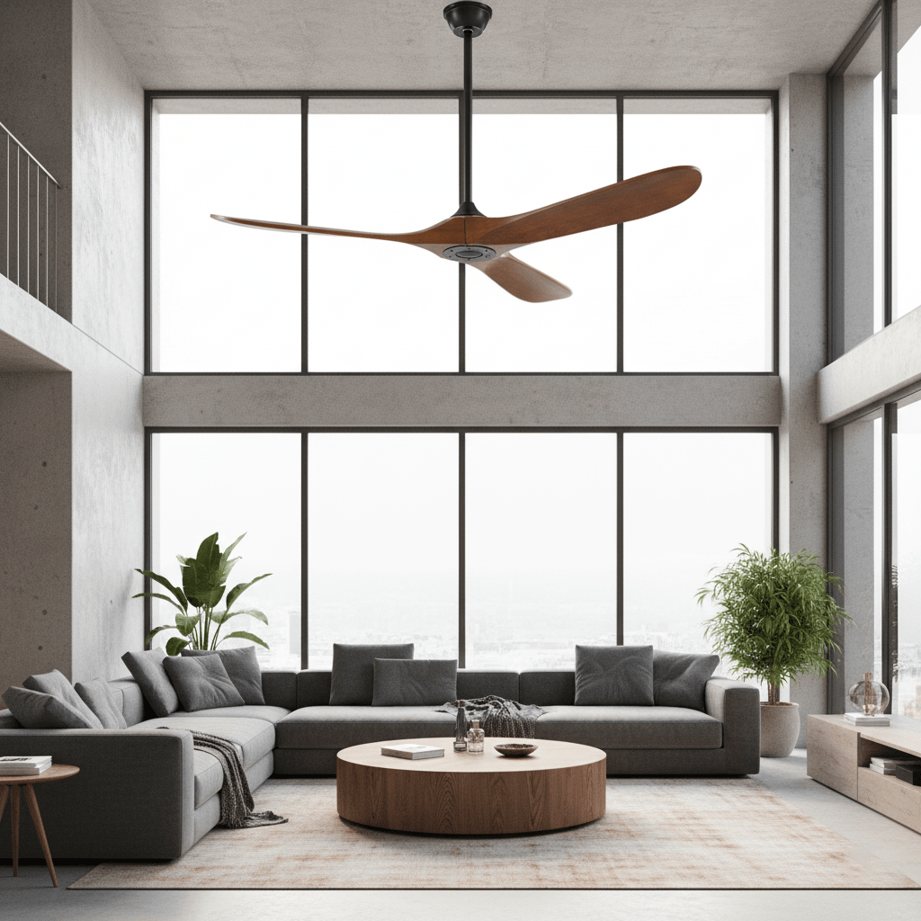 DC Motor Ceiling Fan with Wooden Blades 42 or 52 Inch Diameter Remote Control Indoor Air Circulation for Bedrooms Living Rooms Offices Low N