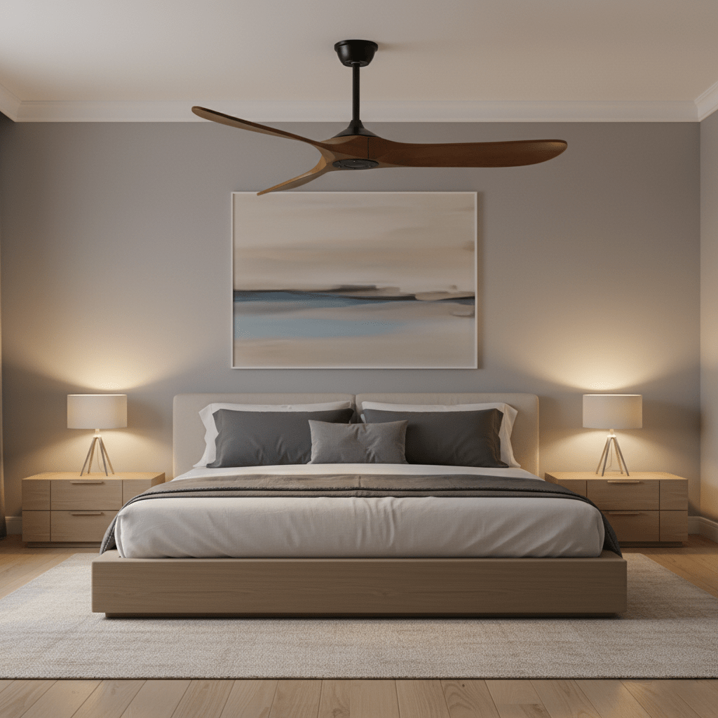 DC Motor Ceiling Fan with Wooden Blades 42 or 52 Inch Diameter Remote Control Indoor Air Circulation for Bedrooms Living Rooms Offices Low N