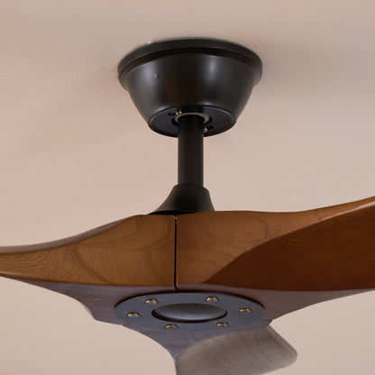 DC Motor Ceiling Fan with Wooden Blades 42 or 52 Inch Diameter Remote Control Indoor Air Circulation for Bedrooms Living Rooms Offices Low N