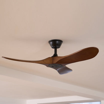 DC Motor Ceiling Fan with Wooden Blades 42 or 52 Inch Diameter Remote Control Indoor Air Circulation for Bedrooms Living Rooms Offices Low N