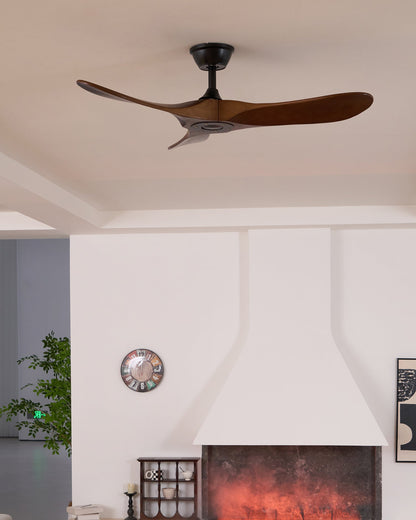 DC Motor Ceiling Fan with Wooden Blades 42 or 52 Inch Diameter Remote Control Indoor Air Circulation for Bedrooms Living Rooms Offices Low N