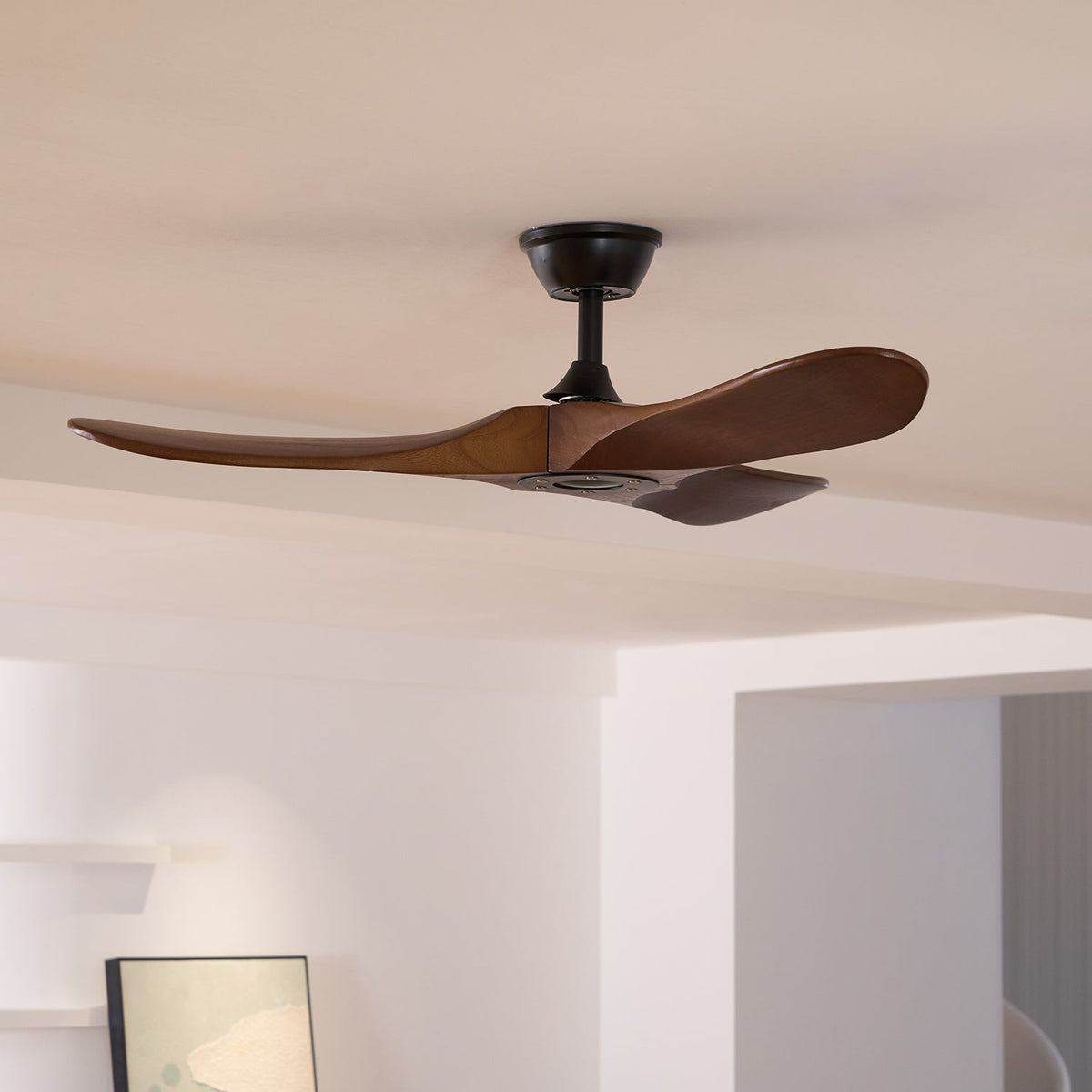 DC Motor Ceiling Fan with Wooden Blades 42 or 52 Inch Diameter Remote Control Indoor Air Circulation for Bedrooms Living Rooms Offices Low N