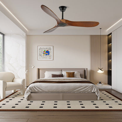 DC Motor Ceiling Fan with Wooden Blades 42 or 52 Inch Diameter Remote Control Indoor Air Circulation for Bedrooms Living Rooms Offices Low N