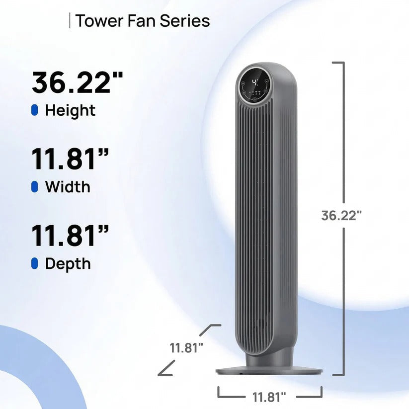 AirFlowMax | Bladeless Tower Fan with 8 Speed Options & 4 Modes | Whisper-Quiet Operation for Peaceful Living