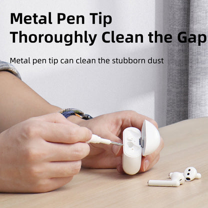 Wireless Earbuds Cleaning Tool 3-in-1 Pen with Brush, Sponge & Metal Tip for AirPods, Galaxy Buds & Charging Cases