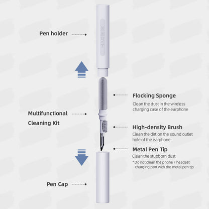 Wireless Earbuds Cleaning Tool 3-in-1 Pen with Brush, Sponge & Metal Tip for AirPods, Galaxy Buds & Charging Cases