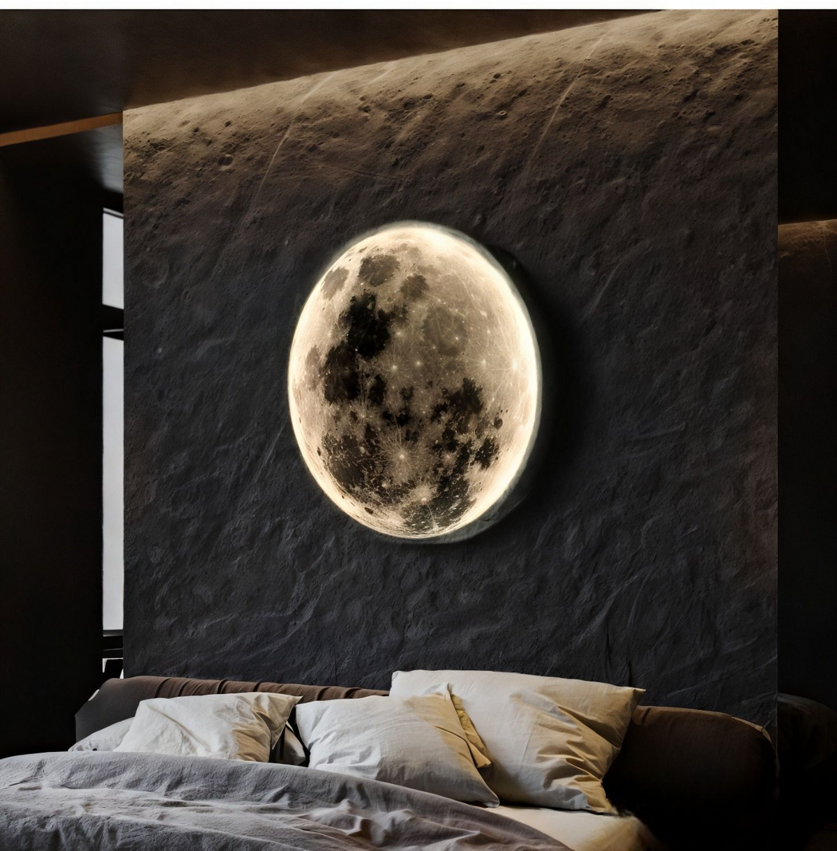 3D Moon Ceiling Light with Remote – Realistic Lunar Surface LED Fixture for Bedroom, Living Room & Kids Room – Dimmable Warm to Cool White