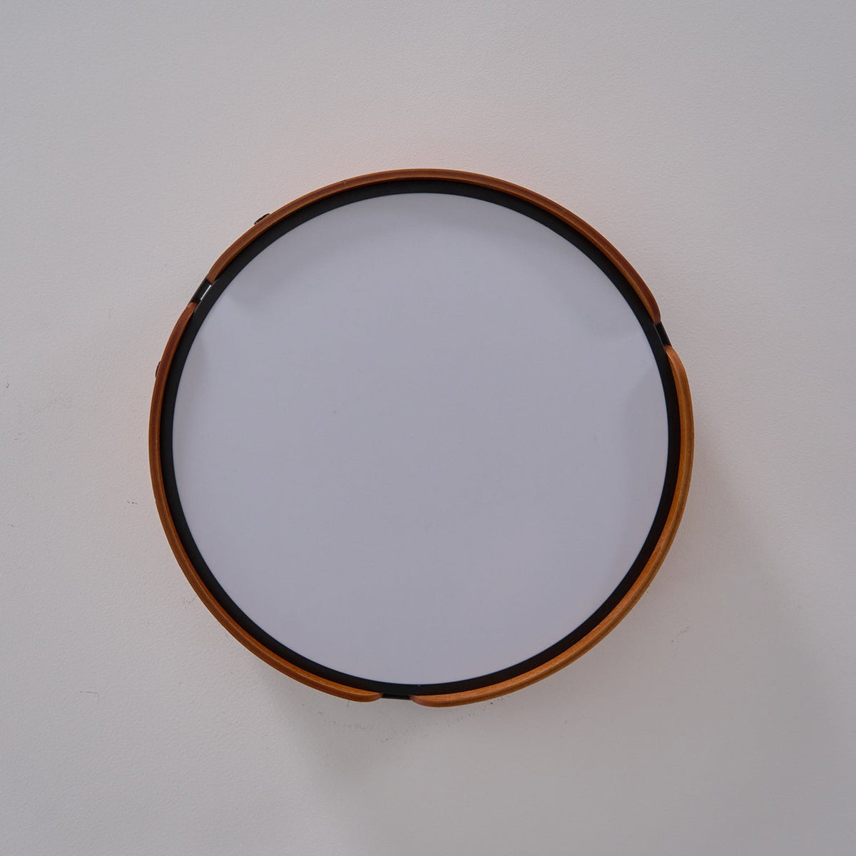 Flush Mount LED Wood Ceiling Light 16.5 in Wireless Dimmer Remote Control for Bedroom Bathroom Hallway Indoor Natural Walnut Finish Low Prof