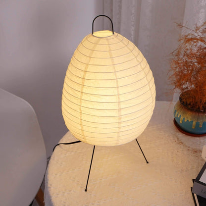 Sculptural Rice Paper Desk Lamp 10 in White Ambient Bedside Light Japandi Style Soft Diffused Glow for Nightstand Living Room Modern Minimal