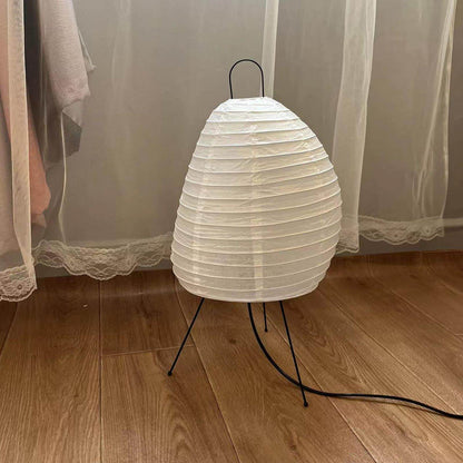 Sculptural Rice Paper Desk Lamp 10 in White Ambient Bedside Light Japandi Style Soft Diffused Glow for Nightstand Living Room Modern Minimal