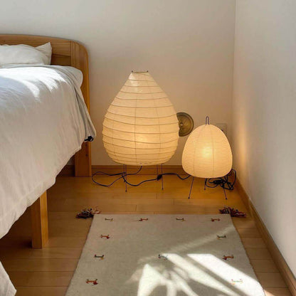 Floor-Standing Paper Shade Light 24 Inches Tall Bedroom Nightstand Illumination Japanese-Inspired Accent Fixture Sculptural Living Room Corn