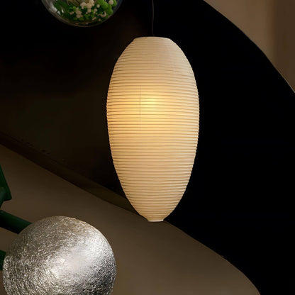Hanging Ceiling Fixture with Translucent Rice Paper Lampshade 11.4"×19.7" for Dining Room Kitchen Bedroom Ambient Overhead Lighting