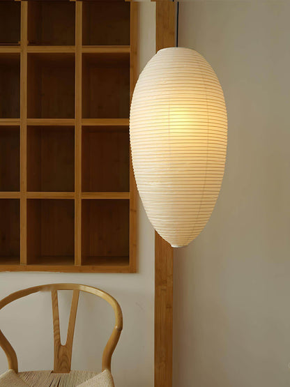 Hanging Ceiling Fixture with Translucent Rice Paper Lampshade 11.4"×19.7" for Dining Room Kitchen Bedroom Ambient Overhead Lighting
