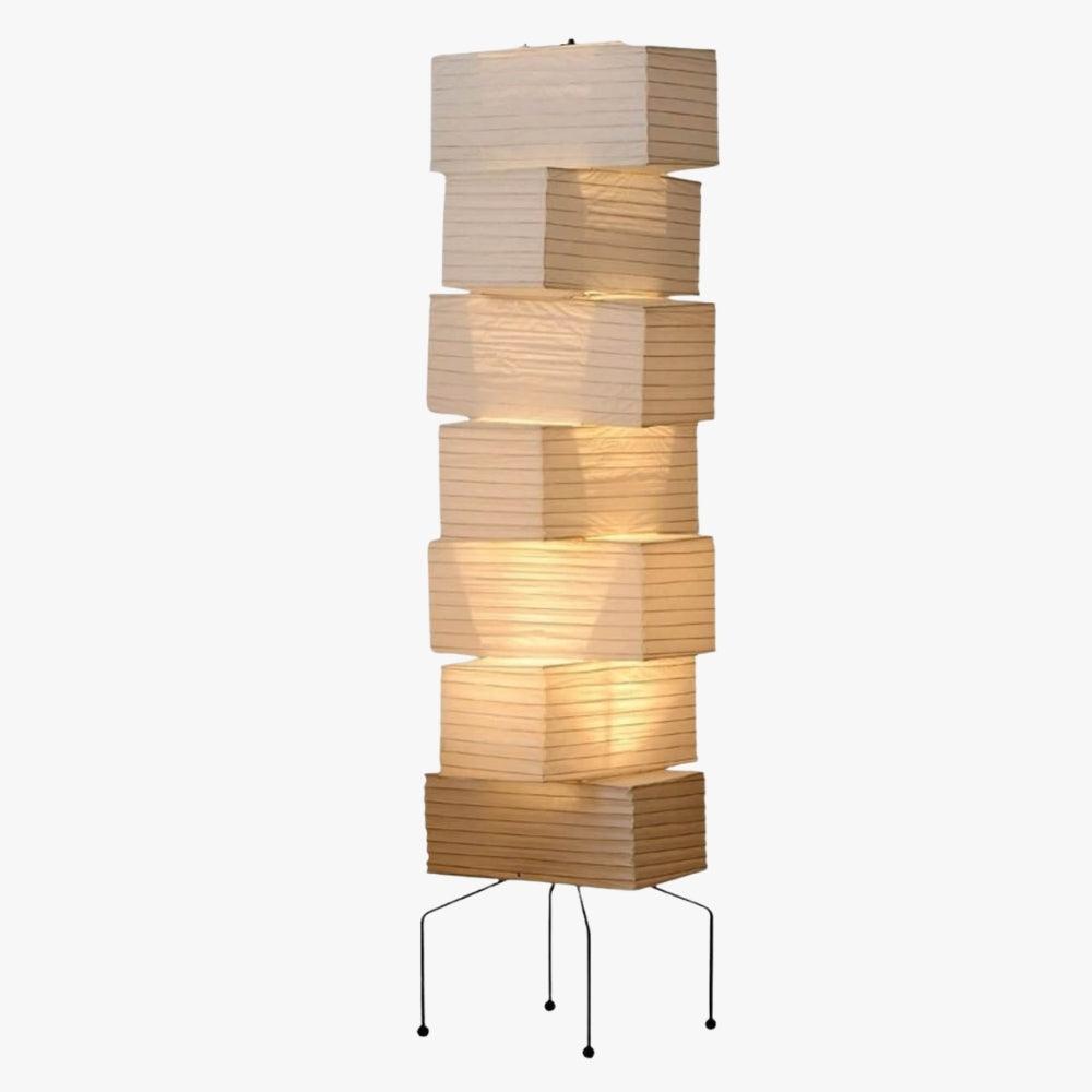 Tall Sculptural Paper Shade Floor Lamp 19 in Soft Diffused Light Natural Bamboo for Bedroom Living Room Corner Accent Japandi Minimalist Rea