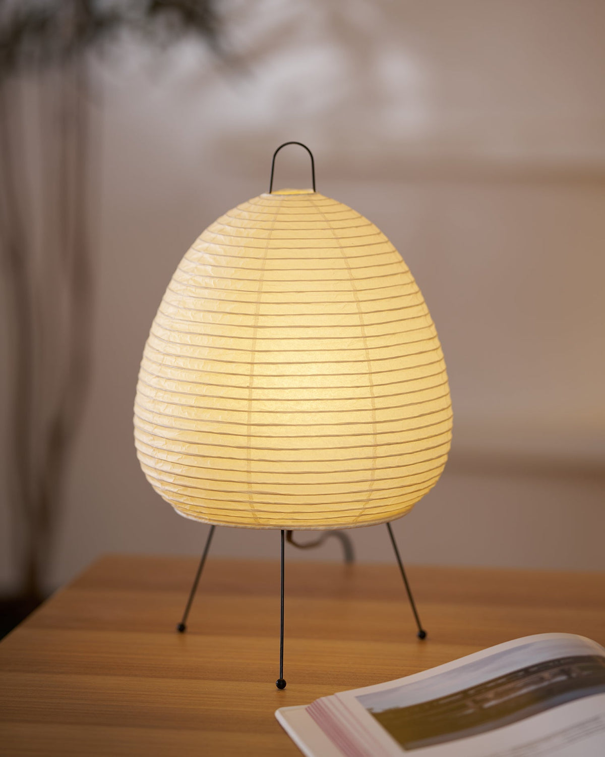 Handcrafted Paper Shade Desk Lamp 17 Inch White Soft Glow Accent Light E26 E27 Base for Bedroom Office Living Room Nightstand Reading Corner