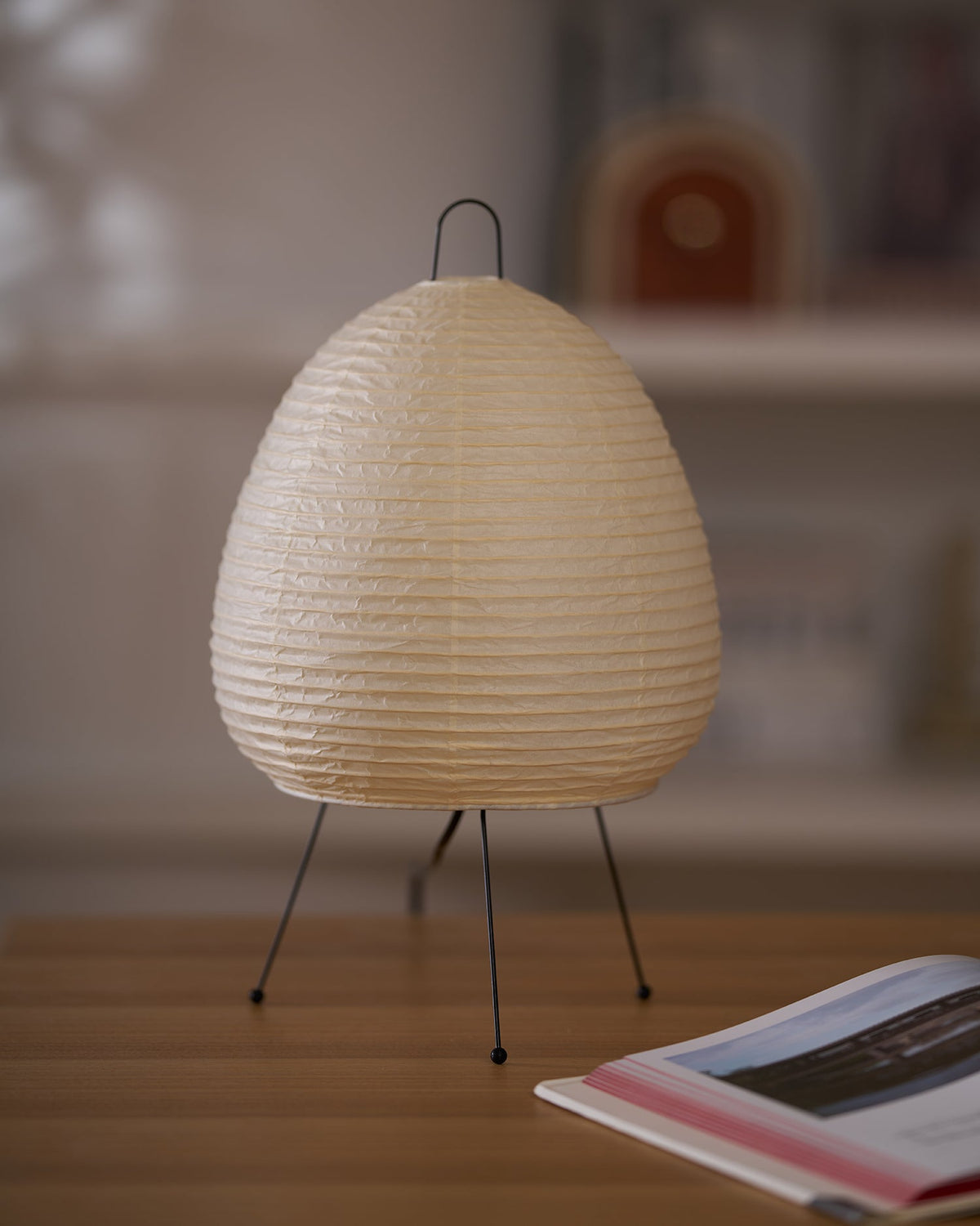 Handcrafted Paper Shade Desk Lamp 17 Inch White Soft Glow Accent Light E26 E27 Base for Bedroom Office Living Room Nightstand Reading Corner