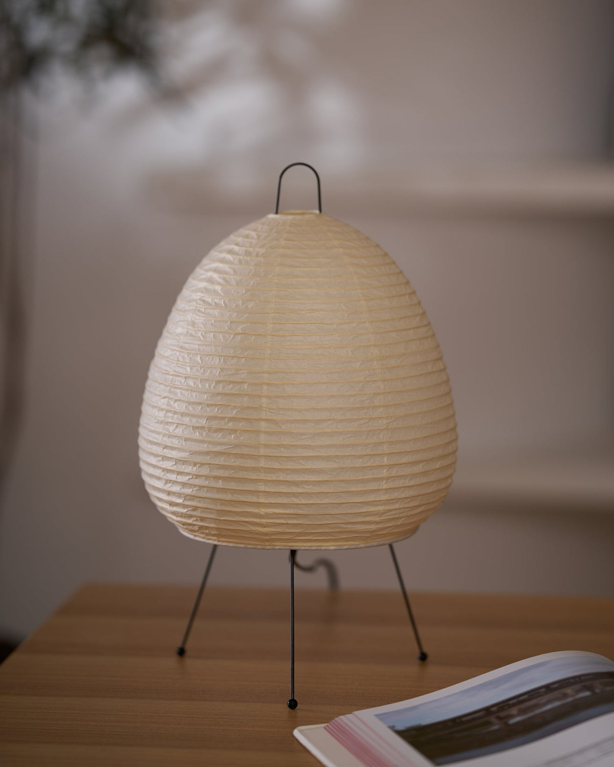Handcrafted Paper Shade Desk Lamp 17 Inch White Soft Glow Accent Light E26 E27 Base for Bedroom Office Living Room Nightstand Reading Corner