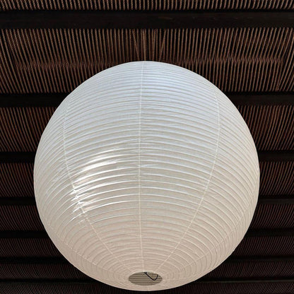 Spherical Wire-Frame Ceiling Fixture with Paper Diffuser for Kitchens & Dining Spaces – Sculptural Overhead Lighting – Adjustable Height Up