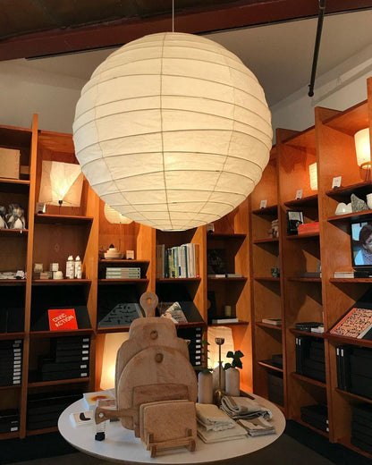 Paper Globe Hanging Light Fixture White Shade Adjustable Wire for Dining Room Living Room Bedroom Overhead Lighting Mid-Century Asian Inspir