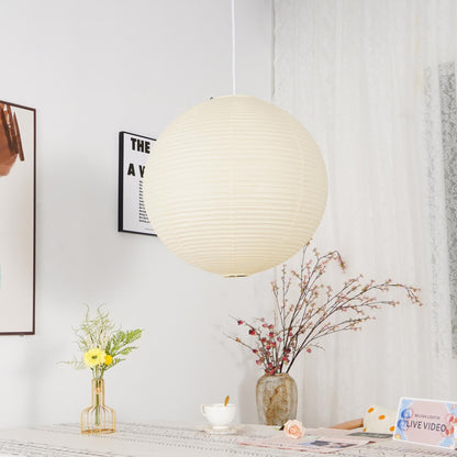 Spherical Wire-Frame Ceiling Fixture with Paper Diffuser for Kitchens & Dining Spaces – Sculptural Overhead Lighting – Adjustable Height Up