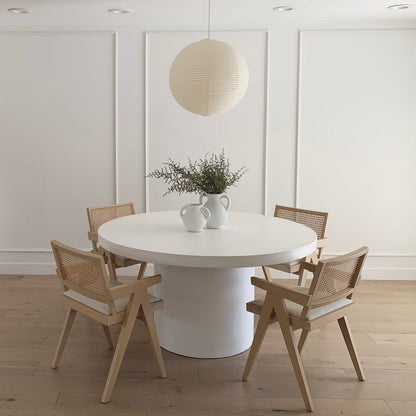 Spherical Hanging Lamp with Cotton Paper Shade & Adjustable Cord for Dining Room, Kitchen, Living Space | Modern Overhead Fixture