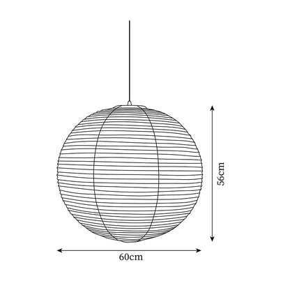 Spherical Hanging Lamp with Cotton Paper Shade & Adjustable Cord for Dining Room, Kitchen, Living Space | Modern Overhead Fixture
