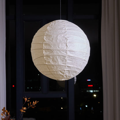 Paper Globe Hanging Light Fixture White Shade Adjustable Wire for Dining Room Living Room Bedroom Overhead Lighting Mid-Century Asian Inspir