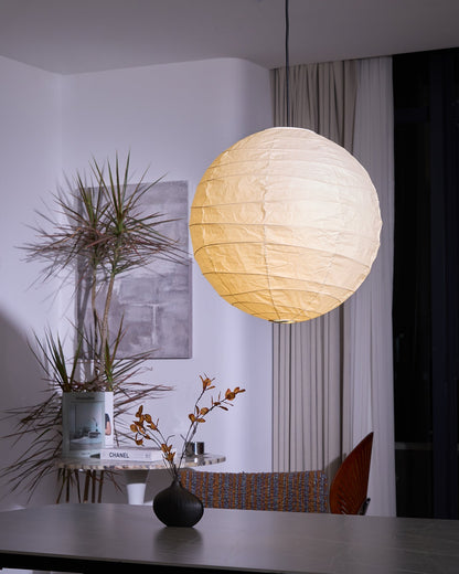 Paper Globe Hanging Light Fixture White Shade Adjustable Wire for Dining Room Living Room Bedroom Overhead Lighting Mid-Century Asian Inspir