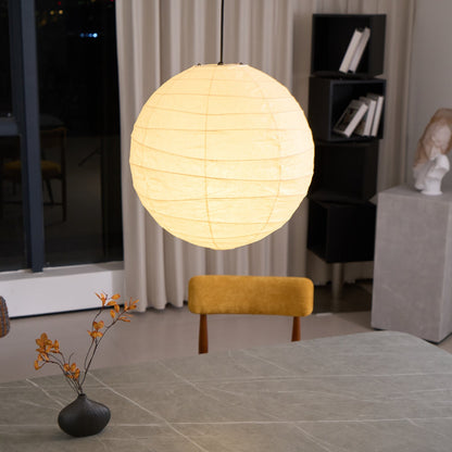 Paper Globe Hanging Light Fixture White Shade Adjustable Wire for Dining Room Living Room Bedroom Overhead Lighting Mid-Century Asian Inspir