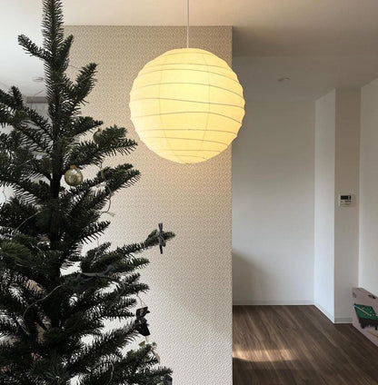 Paper Globe Hanging Light Fixture White Shade Adjustable Wire for Dining Room Living Room Bedroom Overhead Lighting Mid-Century Asian Inspir