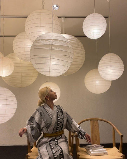 Paper Globe Hanging Light Fixture White Shade Adjustable Wire for Dining Room Living Room Bedroom Overhead Lighting Mid-Century Asian Inspir