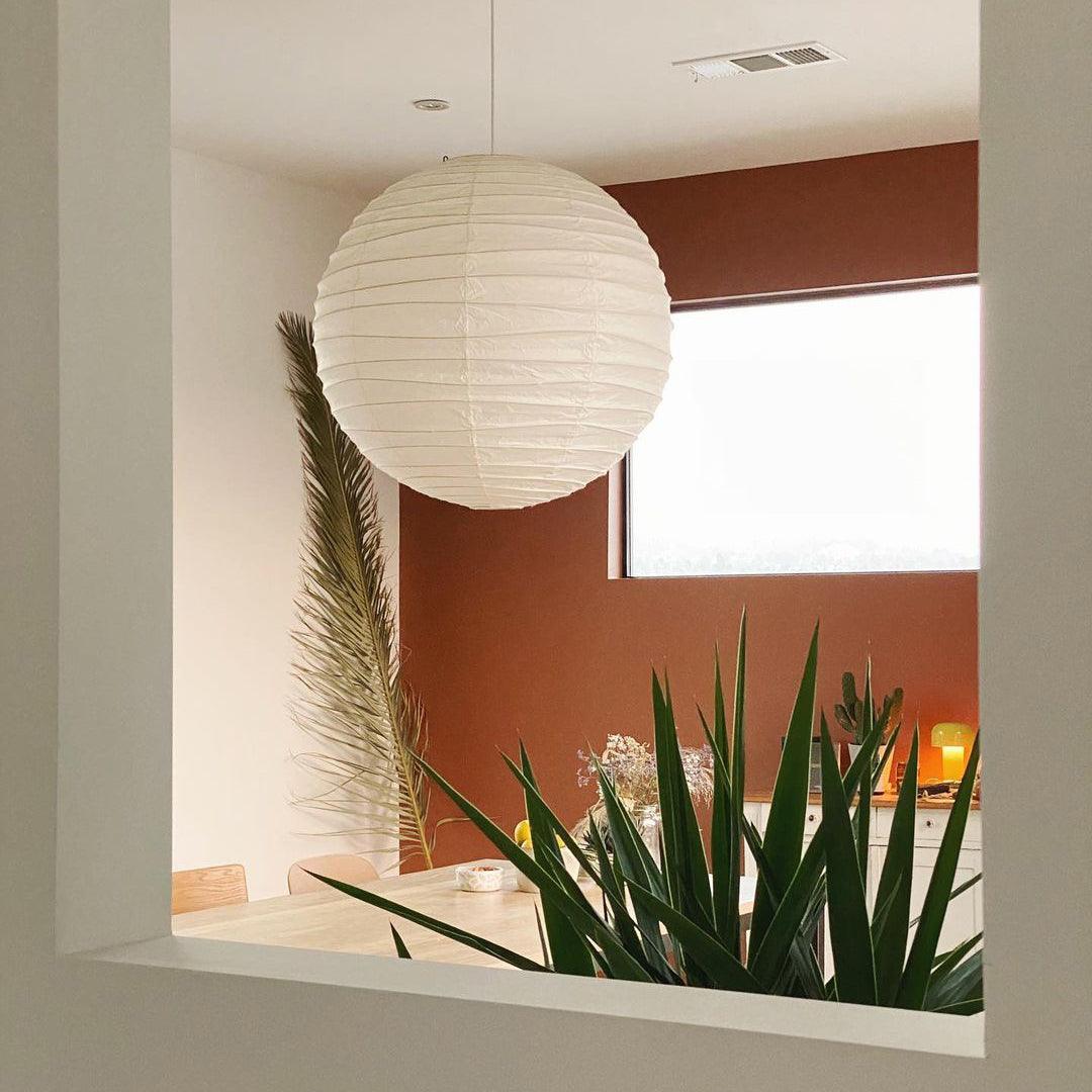 Paper Globe Hanging Light Fixture White Shade Adjustable Wire for Dining Room Living Room Bedroom Overhead Lighting Mid-Century Asian Inspir