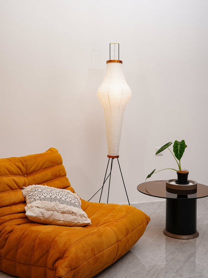 Handcrafted Paper Shade Tripod Standing Lamp 20 in White for Living Room Bedroom Reading Nook Accent Light Japandi Minimalist Decor