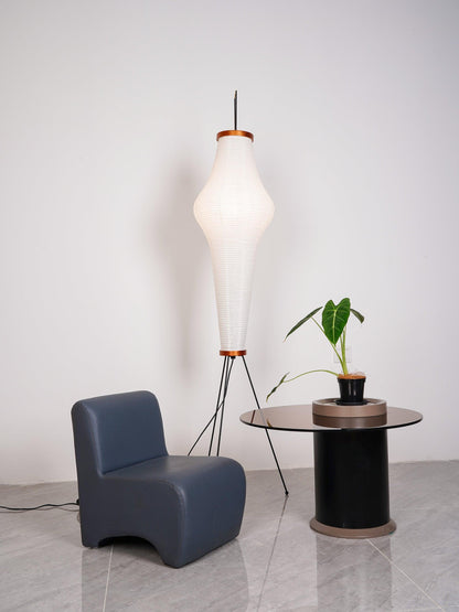 Japanese-Inspired Paper Floor Lamp White Mulberry Shade Tall Standing Light for Living Room Bedroom Reading Nook Sculptural Accent