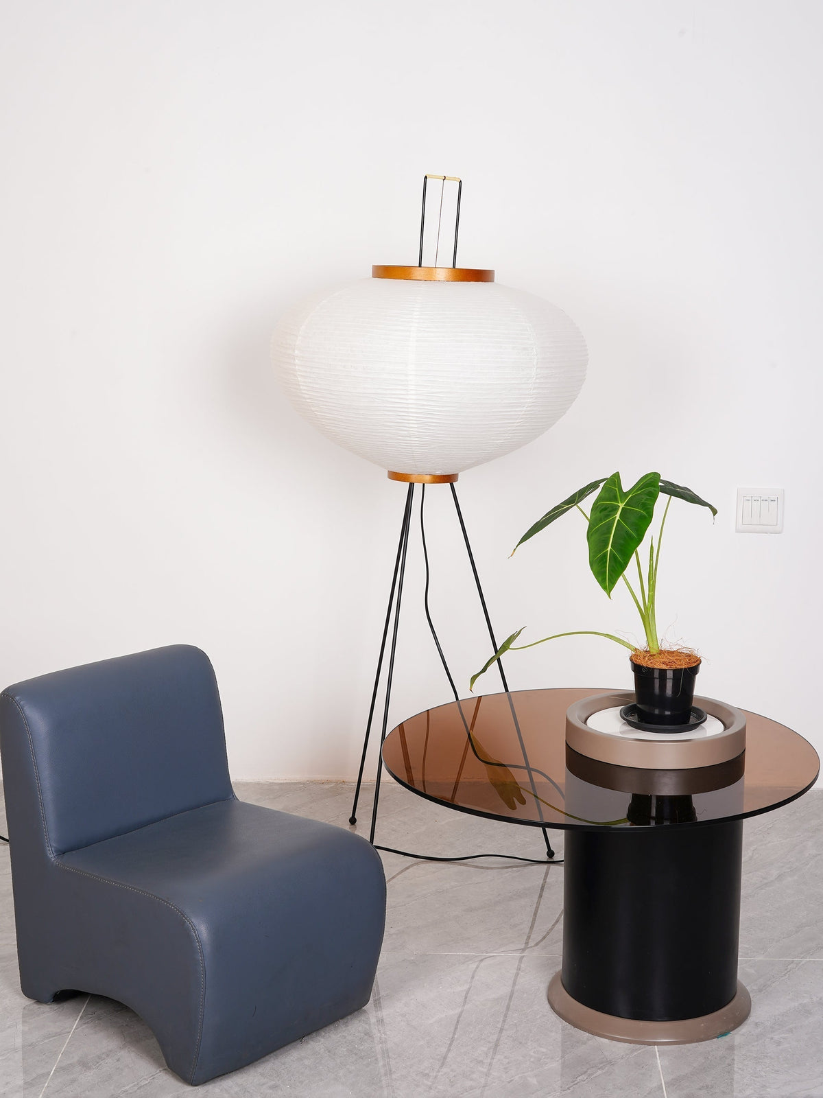 Handcrafted Paper Shade Tripod Standing Lamp 20 in White for Living Room Bedroom Reading Nook Accent Light Japandi Minimalist Decor