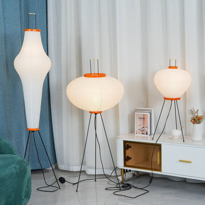 Japanese-Inspired Paper Floor Lamp White Mulberry Shade Tall Standing Light for Living Room Bedroom Reading Nook Sculptural Accent