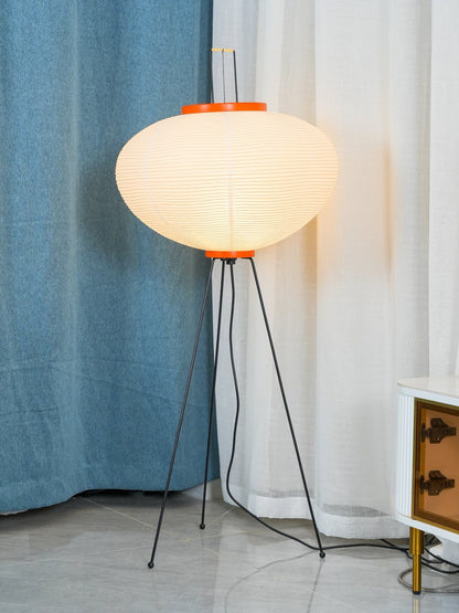Japanese-Inspired Paper Floor Lamp White Mulberry Shade Tall Standing Light for Living Room Bedroom Reading Nook Sculptural Accent